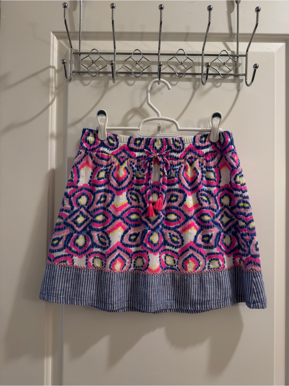 Vineyard Vines Pink & Blue Multicolor Geo Drawstring Mini Skirt